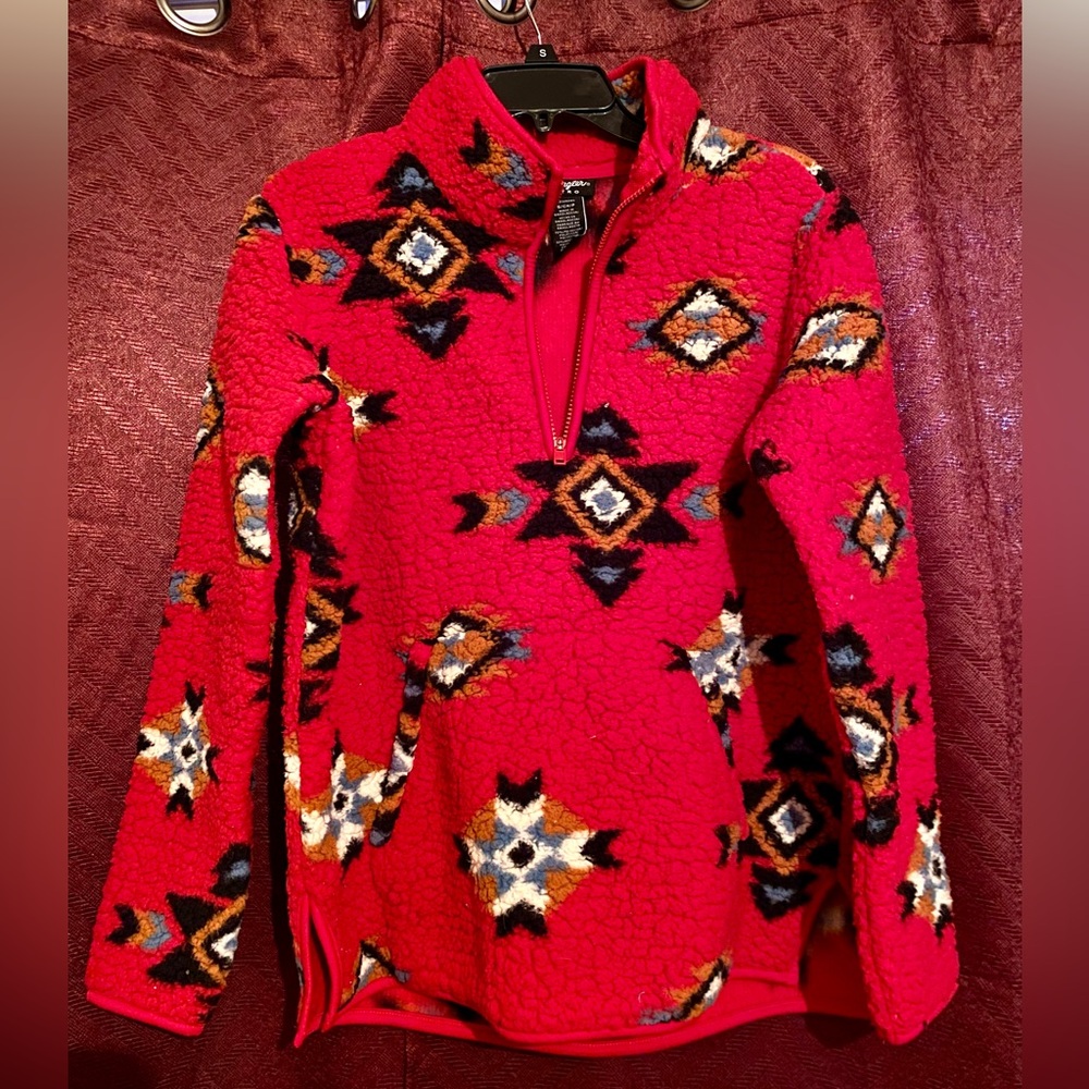 Wrangler Aztec fleece quarter zip pullover